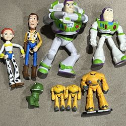 Toy Story Disney Figure lot of 8 Woody Buzz Jessie Zyclops Rex bendy Posable