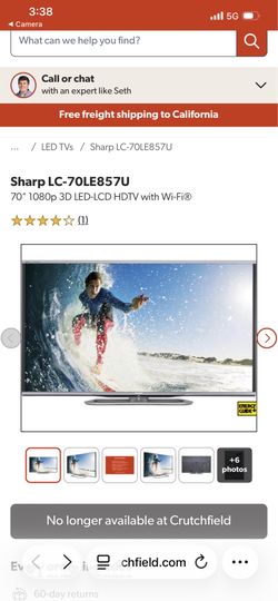 Sharp Aquos 70 lcd / 3d TV with glasses
