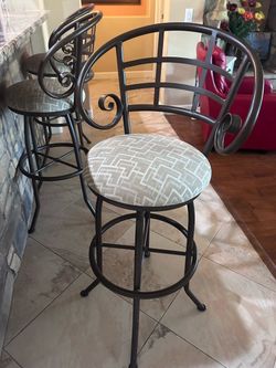 Bar Stools (3) Swivel with Upholstered Seats