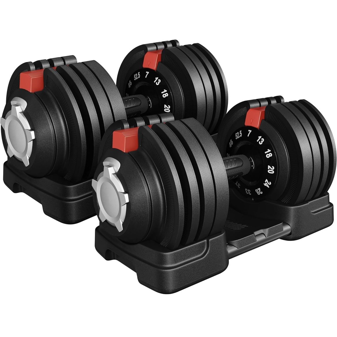 Adjustable Dumbbells Set 52.5LB Fast  Adjust Weight Set Pair