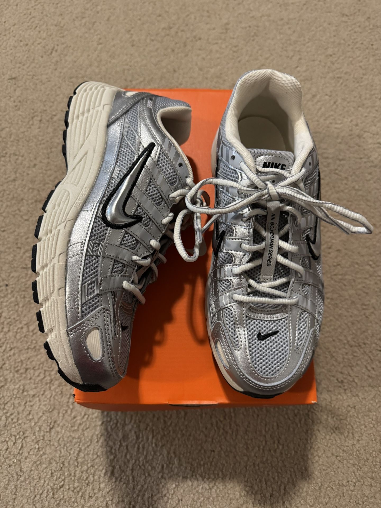 Nike P-6000 Metallic Silver Black (GS) Size 6.5Y