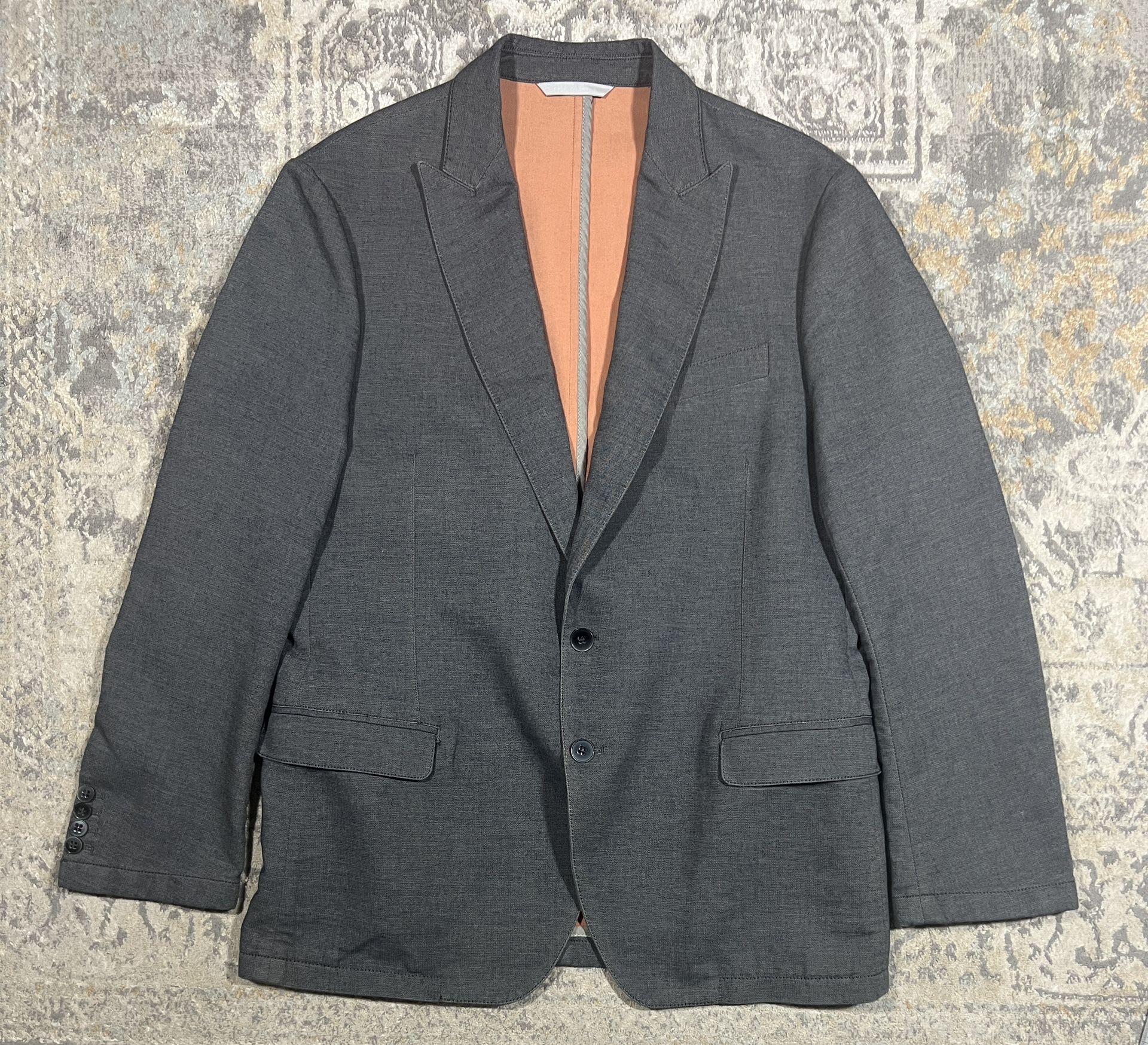 Armani Collezioni Men's Size 44 Gray Cotton Blazer Jacket