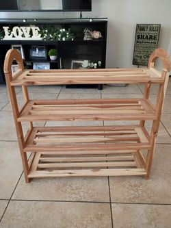 Wooden shoe rack
