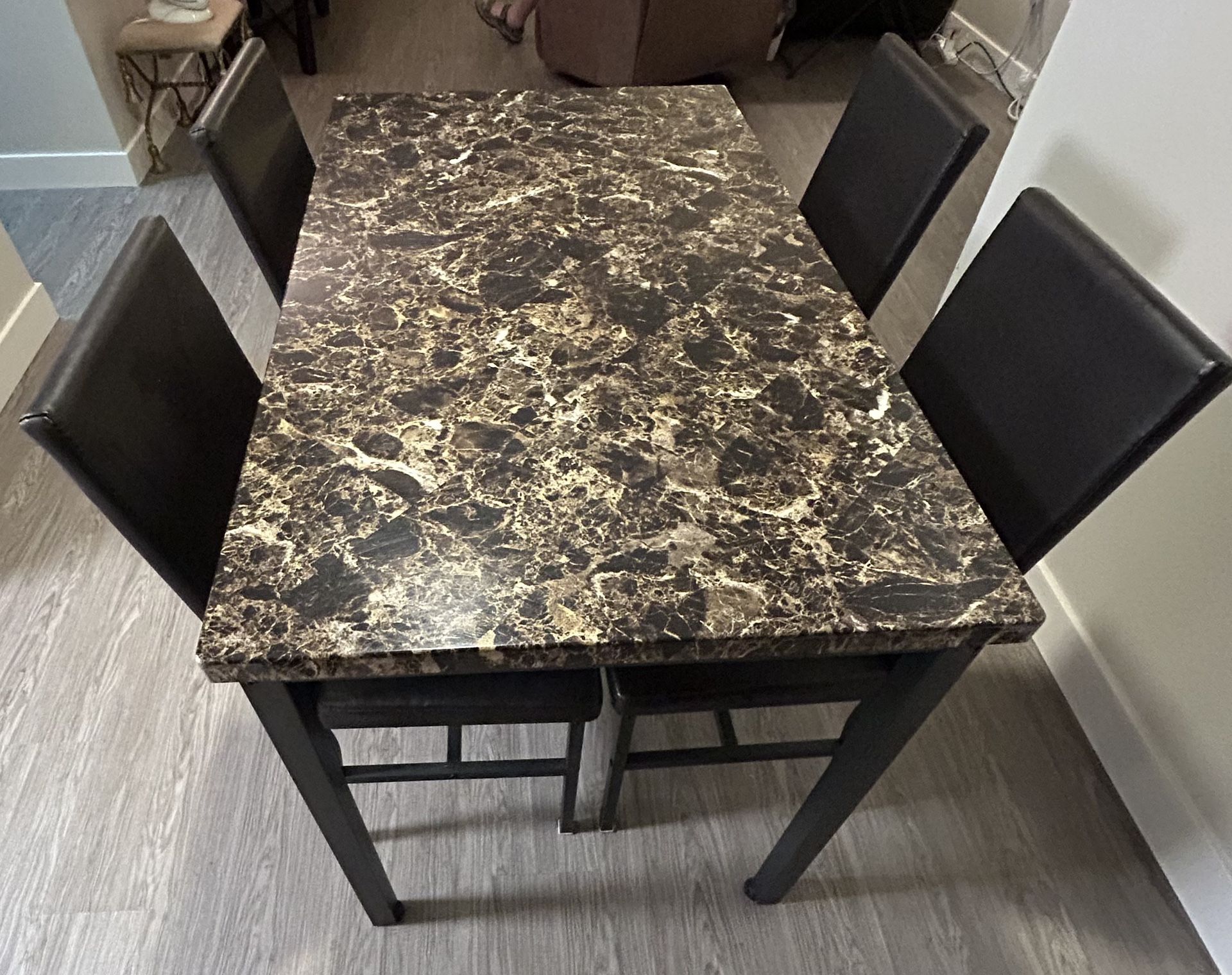 Faux Marble Dining/Kitchen Table with Four (4) Chairs