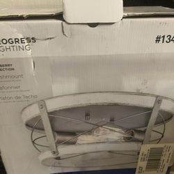 Progress Lighting Bradberry 6-in Antique White and Galvanized Farmhouse Incandescent Semi-flush Mount Light Progress Lighting Bradberry 6-in Antique White and Galvanized Farmhouse Incandescent Semi-flush Mount Light