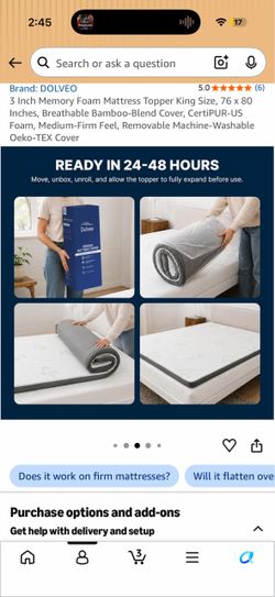 3 Inch Memory Foam Mattress Topper King Size, 76 x 80 Inches