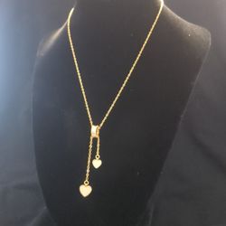 Hanging Hearts 18k Gold Plated Stainless Steel Necklace 16+2 Length 