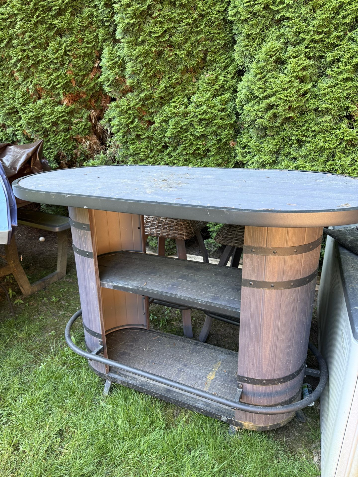 Heavy Barrel bar height Table with 2 Stools