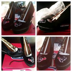 Texans black velvet wedges!