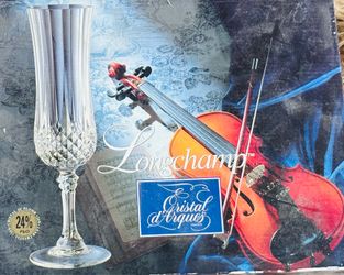 Vintage 24% Lead Crystal set of 4 by D’Arques Longchamp Glasses Never Used