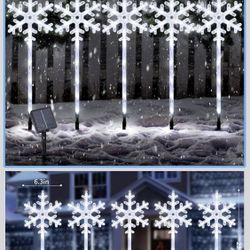 Solar Christmas Lights 5 Pack Snowflake Lights Outdoor with 8 Lighting Modes Christmas Light Decorations IP65 Waterproof Pathway Light Outdoor for Yar