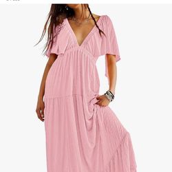 Women Summer Dresses Sexy V-Neck Maxi Dress