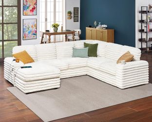 PaPaJet U Shaped Couch, 112 Inch Oversized Couch with Storage