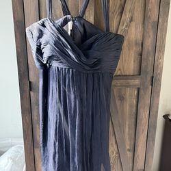 Short Navy Chiffon Bridesmaid Gown