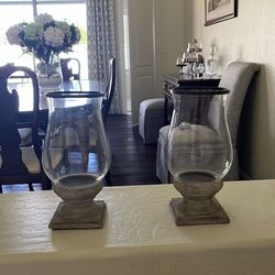 Pair Of Hurricane Candle Holders
