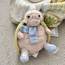 🐢 NWT Jellycat Timmy Turtle Christmas Skating Plush Stuffed Animal AUTHENTIC