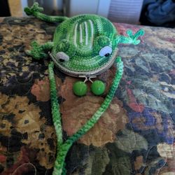 Handmade Crochet Frog Purse 