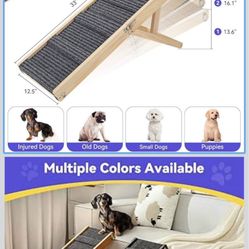 2025 Upgraded Dog Ramp for Couch, Foldable Small Dog Ramp for Low Bed, 4 Adjustable Height from 13'' to 21", Portable Stable Pet Steps with Non-Slip P