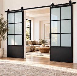 74" × 84" Frosted Glass Double Barn Doors