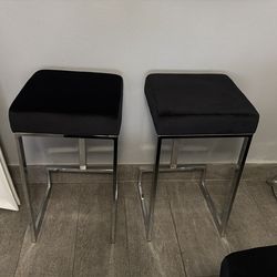black velvet bar stool set of 2 with silver legs