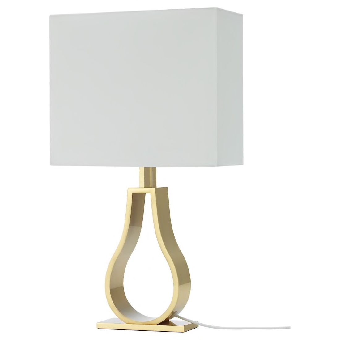 IKEA Klabb Table lamp with LED bulb, off white, brass color