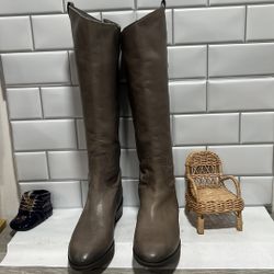 Sam Edelman Women's Knee High "Penny" Leather Zip Back Riding Boots Gray  7.5 M