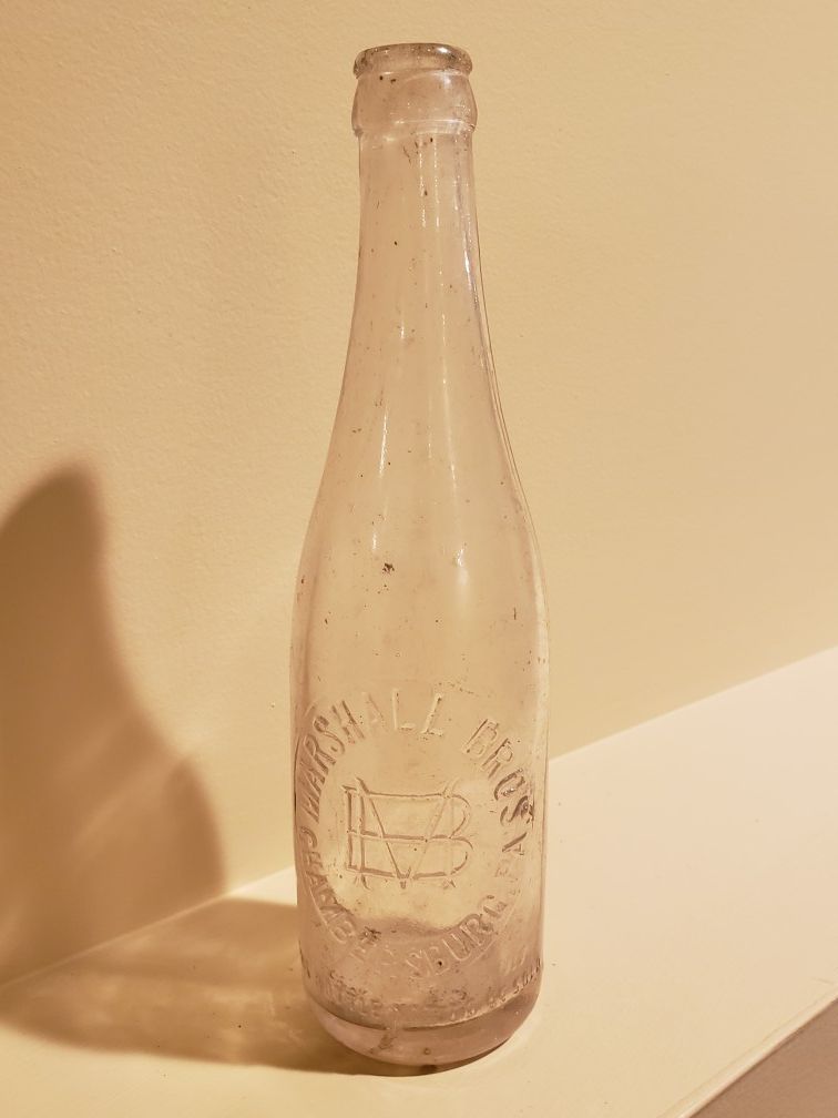 Vintage old antique Marshall Bros. Brothers Chambersburg PA clear glass bottle