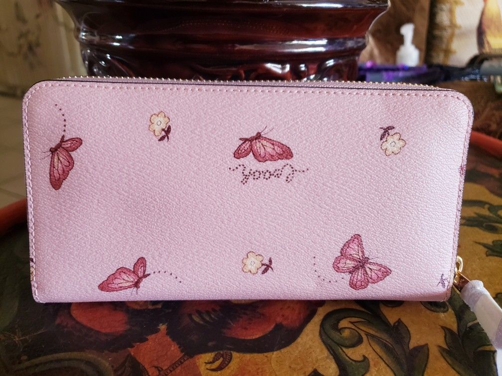 Pink butterfly coach wallet new arrivals