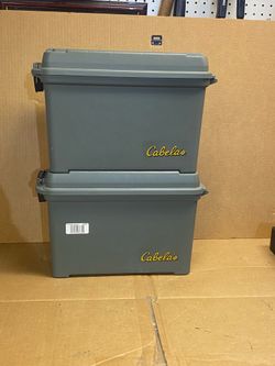 Set of (2) Cabela’s 3664 Plastic Dry-Storage Ammo Box Tactical-Gray 16x8x10 Each