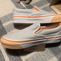 Women’s Size 7.0 VANS Slip-On Shoes “ Aritzia Tna Ice Flow w/ Orange Trim Never Owned