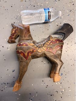 Vintage Beautiful Hand Carved & Painted Wood Horse Figure