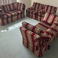 Vintage Danish Spanish Drop Side Sofa Couch & Chair Set Velour PU NLV 89032