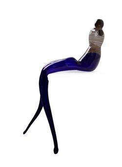 Jiri Suhajek Czech Art Glass Sitting Statue 1987 Signed & Dated 39 X 10 X 22in