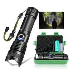 Rechargeable High Lumens LED Flashlight, Super Bright, 5 Modes, Tactical Zoom