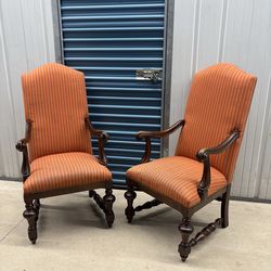 CENTURY FURNITURE Louis XIII Os de Mouton Arm chairs a Pair