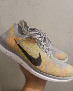 Nike Free 4.0 Flyknit Running Shoes Grey Black Volt,  size 12