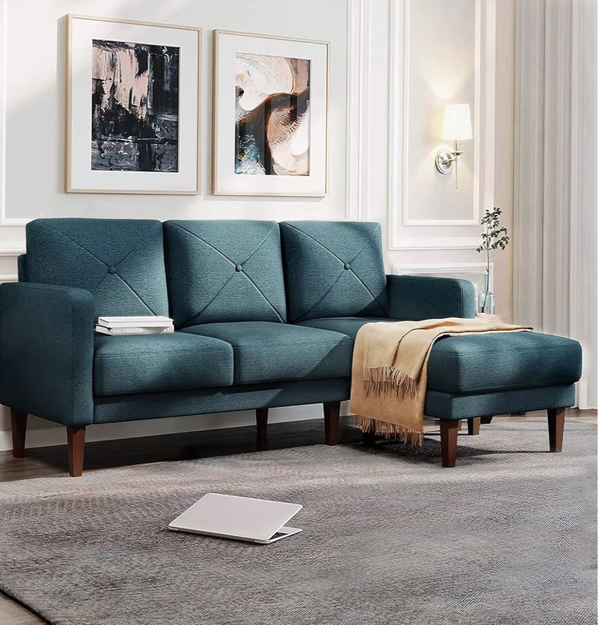 Belffin Convertible Sectional Sofa Couch with Chaise L Shaped Reversible Blue