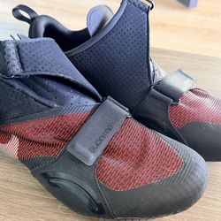 Peloton shoes (12.5 and 8), dumbell set, and 2 Yoga mats