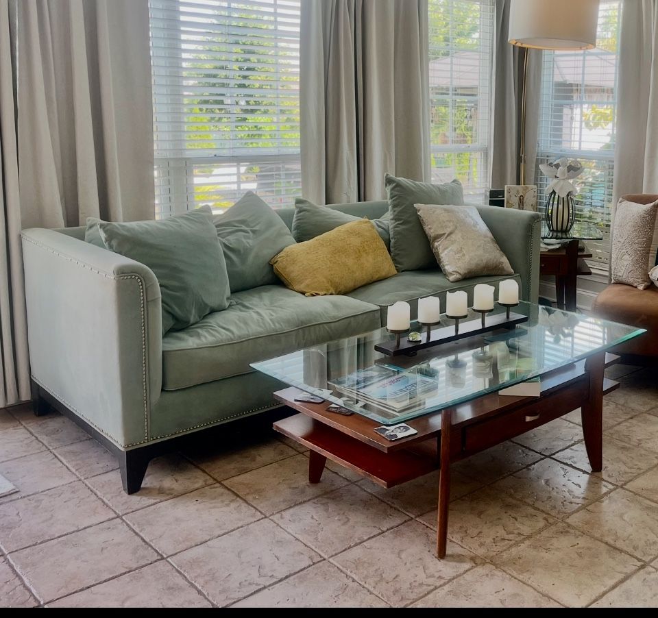 Velvet Aqua Blue Sofa