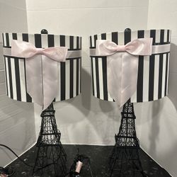 Pair Of 24.5" The Eiffel Tower Table Lamp with Bowknot Shade, Table Lamps