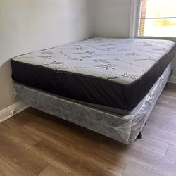 🛏️ Mattress + Box Spring + Bed Frame (Metal)– All Sizes – Brand New!