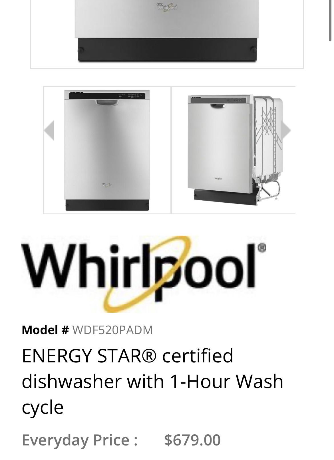 ENERGY STAR® certified dishwasher with 1-Hour Wash cycle **unopened**