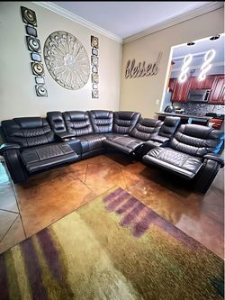 LEATHER POWER RECLINER COUCH SECTIONAL ELECTRIC RECLINER