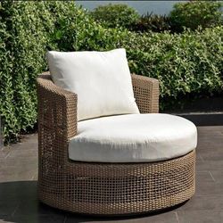 Outdoor Swivel Sofa Chair - Patio Wicker & Aluminum Brown Sofa Chair $499