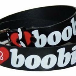 Brand New I Love Boobies Cancer Awareness Leather Belt