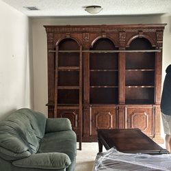Solid Wood Bookshelves With Ladder 