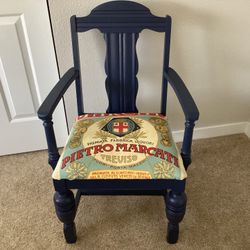Vintage Armchair with Italian Advertising Seat Cover