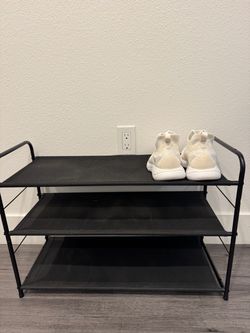 3-Tier Black Metal Shoe Rack