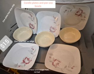 Corelle plates and pier one bowls