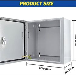 Electrical Box 12 x 12 x 8'' Steel Electrical Junction Box，NEMA 4X Steel Enclosure Box，Indoor&Outdoor Electrical Box Waterproof & Dustproof，Wall Mount
